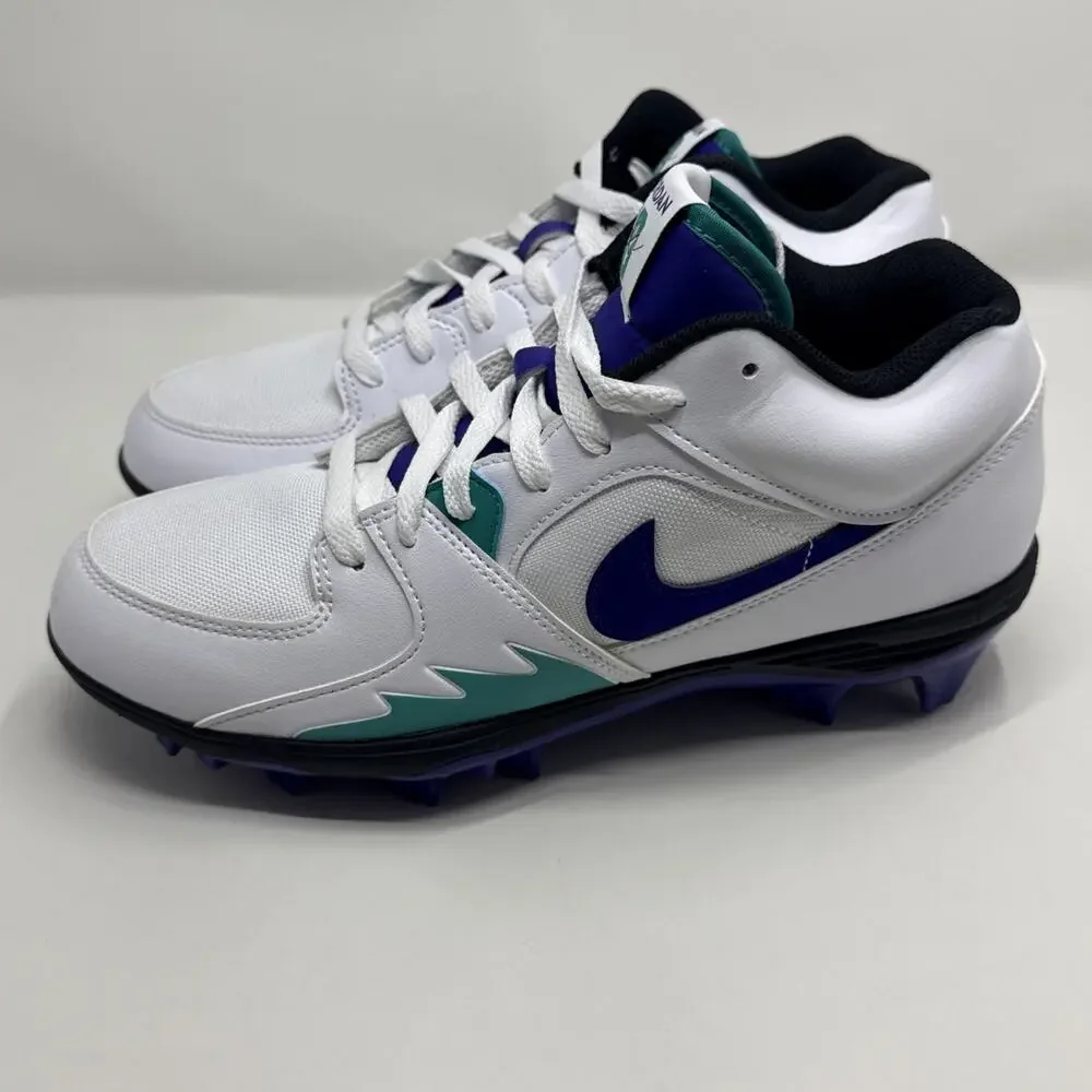 Air Jordan Stadium 90 Low 'Grape' White Football Cleats, Size 9.5 HQ0210-105